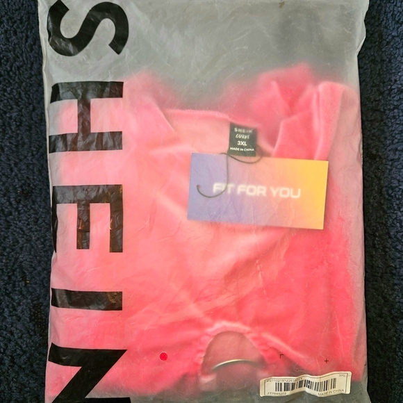 SHEIN CURV High Neck LongSleeve Cropped Pink Velvet Front Embellished O-Ring Top - Picture 11 of 14